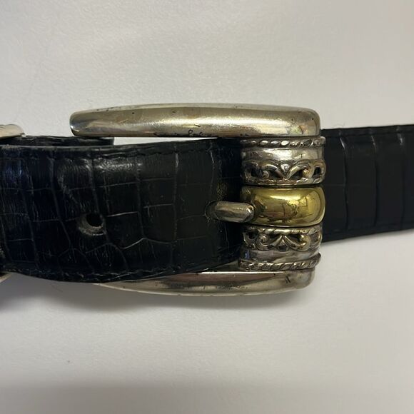 Brighton Women’s Black Textured Adjustable Belt with Two Tone Buckle- Medium main image 9
